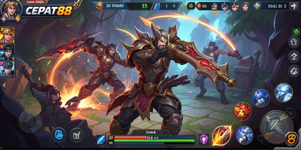 Gameplay seru dan penuh aksi di CEPAT88 MOBA.